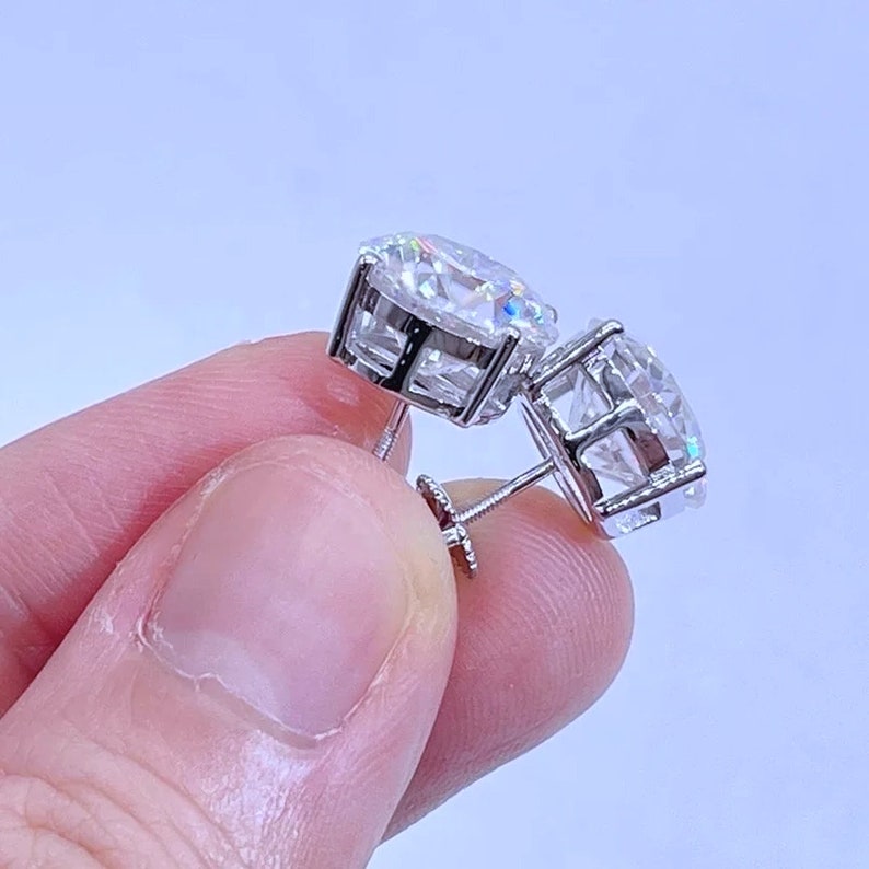 GRA Certified Moissanite Stud Earrings | 925 Sterling Silver Round Cut | Real Moissanite Earrings | Diamond Alternative | Dainty Minimalist Earrings | Perfect Gift | Trending Jewelry