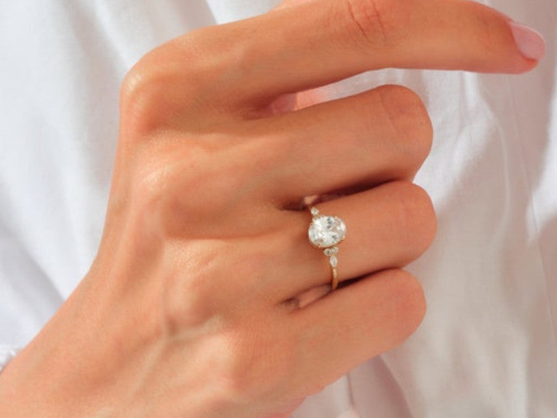 Oval Moissanite Engagement Ring for Women – 925 Sterling Silver, Classic Solitaire Bridal Ring, Dainty Wedding Jewelry