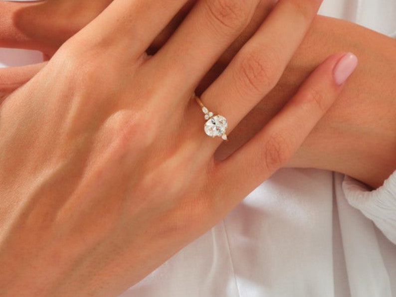 Oval Moissanite Engagement Ring for Women – 925 Sterling Silver, Classic Solitaire Bridal Ring, Dainty Wedding Jewelry