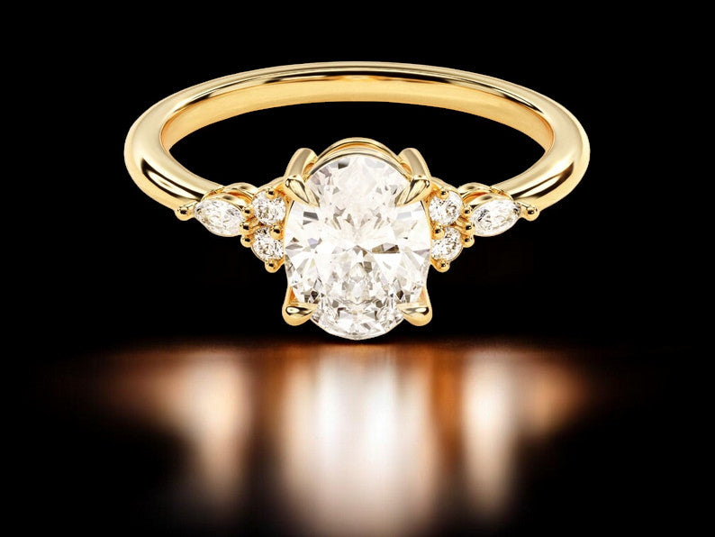 Oval Moissanite Engagement Ring for Women – 925 Sterling Silver, Classic Solitaire Bridal Ring, Dainty Wedding Jewelry