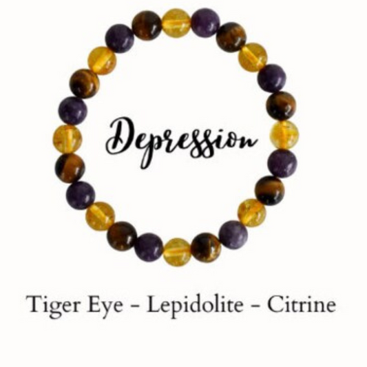 Hope and Healing Bracelet - Tiger Eye-Lepidolite-Citrine  Overcome Depression