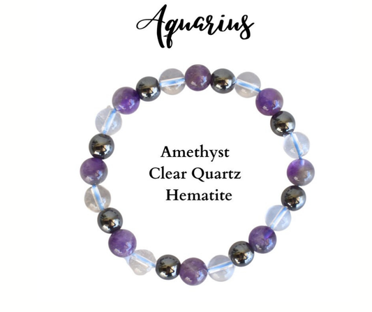 Aquarius Zodiac Gemstones Bracelet – Vision · Balance · Innovation