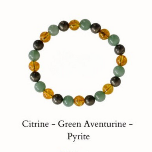 Money Magnet  Bracelet  AAA+ High Quality Genuine Natural  Gemstones - Citrine -Green Aventurine-Pyrite