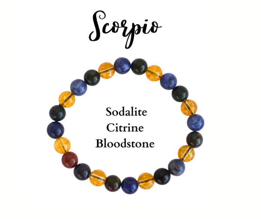 Scorpio Zodiac Gemstones Bracelet – Intensity &amp; Intuition for the Water Sign ♏︎
