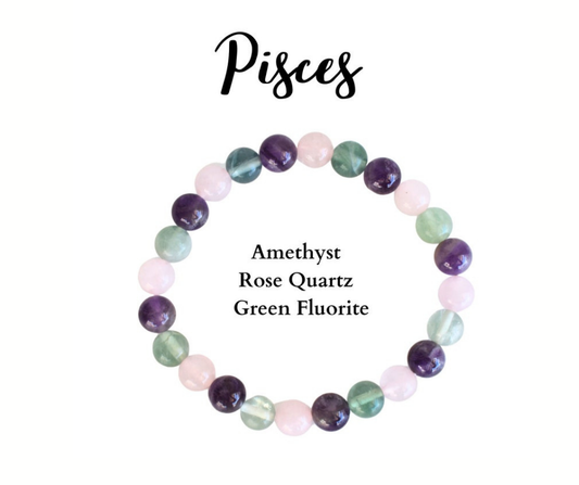 Pisces Zodiac Gemstones Bracelet – Intuition, Love &amp; Spiritual Flow ♓︎