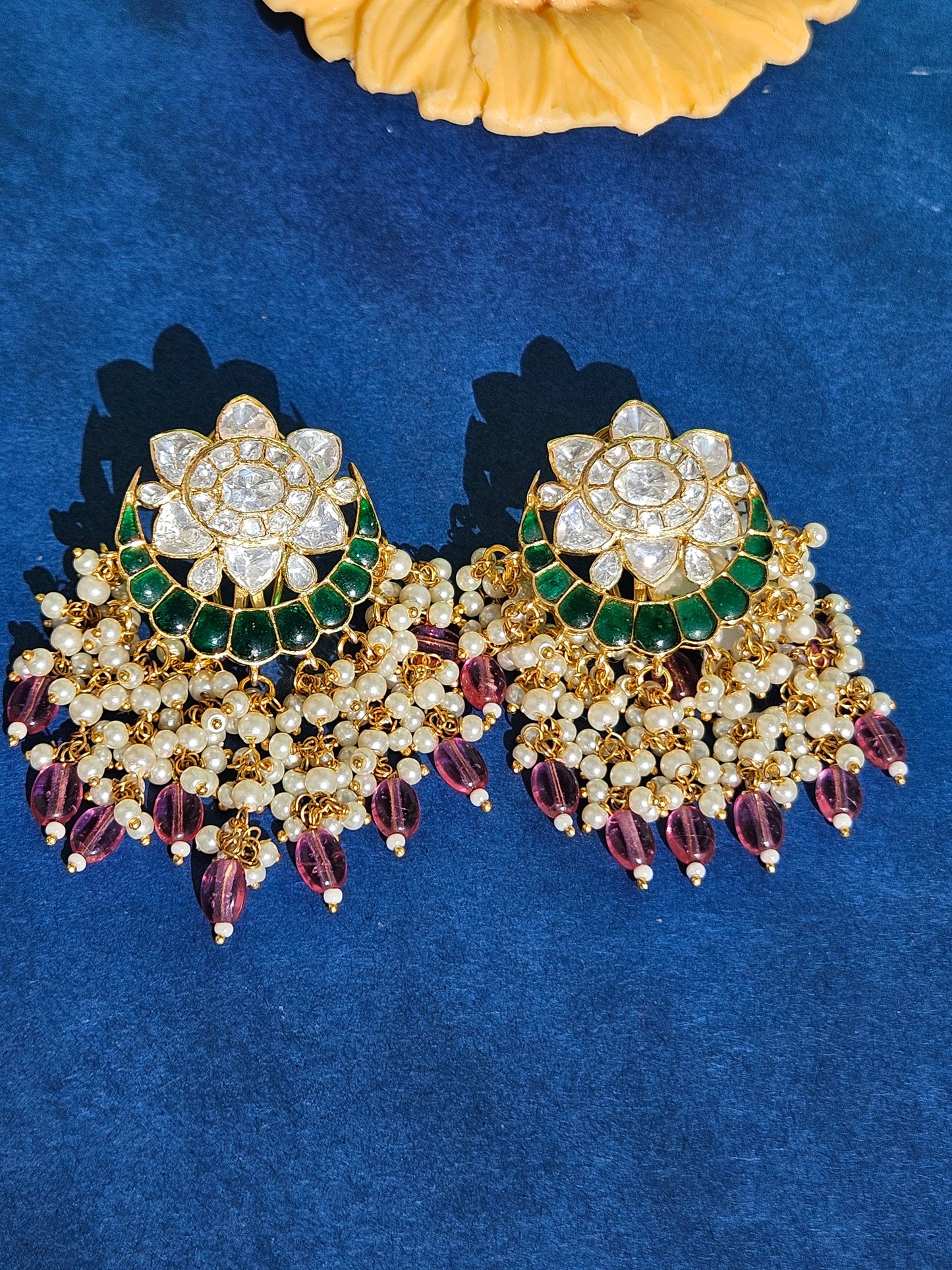 Silver Polki Chandbali, Emerald Earring, Kundan Chandbali, Bridal Jewelery, Traditional Jewelery, 925 Silver Earring, Chandbali, Mossianite