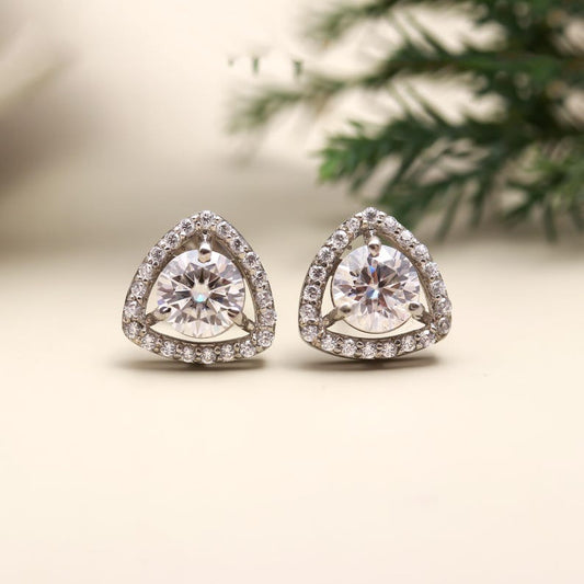 Moissanite Studs, 925 Silver, 100% Natural GRA Certified Moissanite, Stud for Gift, 925 Silver Jewelry, 1.6cts Moissanite Pair.