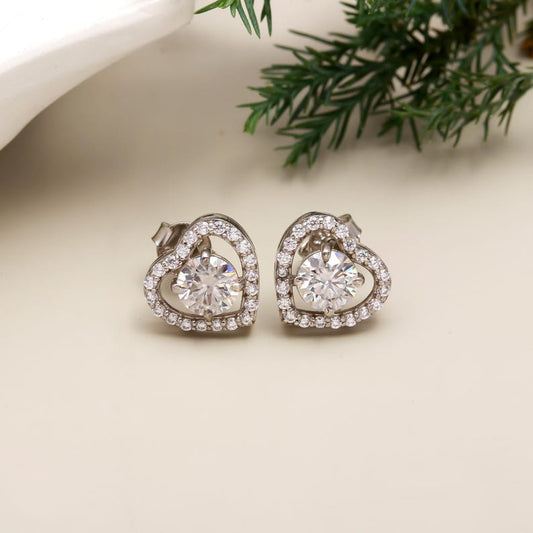 Moissanite Studs, 925 Silver, 100% Natural GRA Certified Moissanite, Stud for Gift, 925 Silver Jewelry, 1.6cts Moissanite Pair.