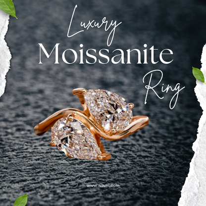 Pear Cut Two Stone Moissanite Engagement Ring – 925 Sterling Silver, Unique Toi et Moi Ring, Anniversary Gift for Her  Promise Rings