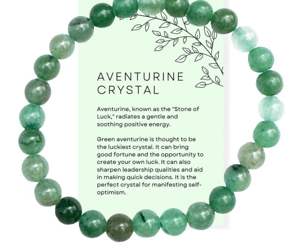 Green Aventurine Gemstone Bracelet | Stone of Opportunity | Luck • Prosperity • Growth | Heart Chakra Stone | 8mm Gemstone Bracelet