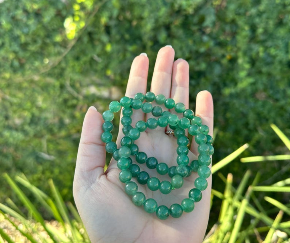 Green Aventurine Gemstone Bracelet | Stone of Opportunity | Luck • Prosperity • Growth | Heart Chakra Stone | 8mm Gemstone Bracelet