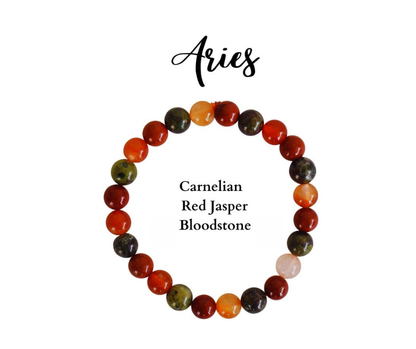 Aries Bracelet, Healing Crystals, Zodiac Birthstone Bracelet, Meditation Gemstone Chakra Bracelet, March April Birthday Gift