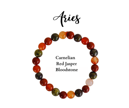Aries Bracelet, Healing Crystals, Zodiac Birthstone Bracelet, Meditation Gemstone Chakra Bracelet, March April Birthday Gift