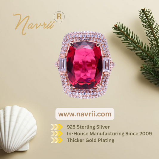 Lab made Ruby Gemstones Sterling Silver Ring