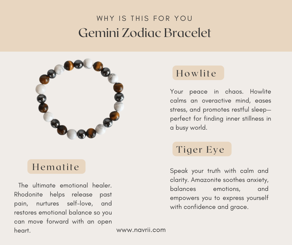 🌬️ Gemini Zodiac Gemstones Bracelet – Balance &amp; Focus for the Air Sign Twin ♊︎
