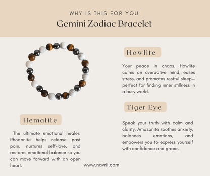 🌬️ Gemini Zodiac Gemstones Bracelet – Balance &amp; Focus for the Air Sign Twin ♊︎
