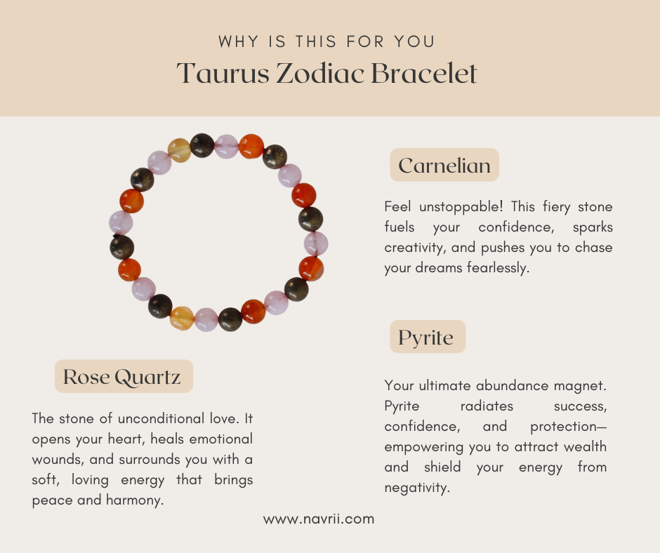 Taurus Zodiac Gemstones Bracelet – Handcrafted Crystal Healing Jewelry for April 20 – May 20 ♉︎