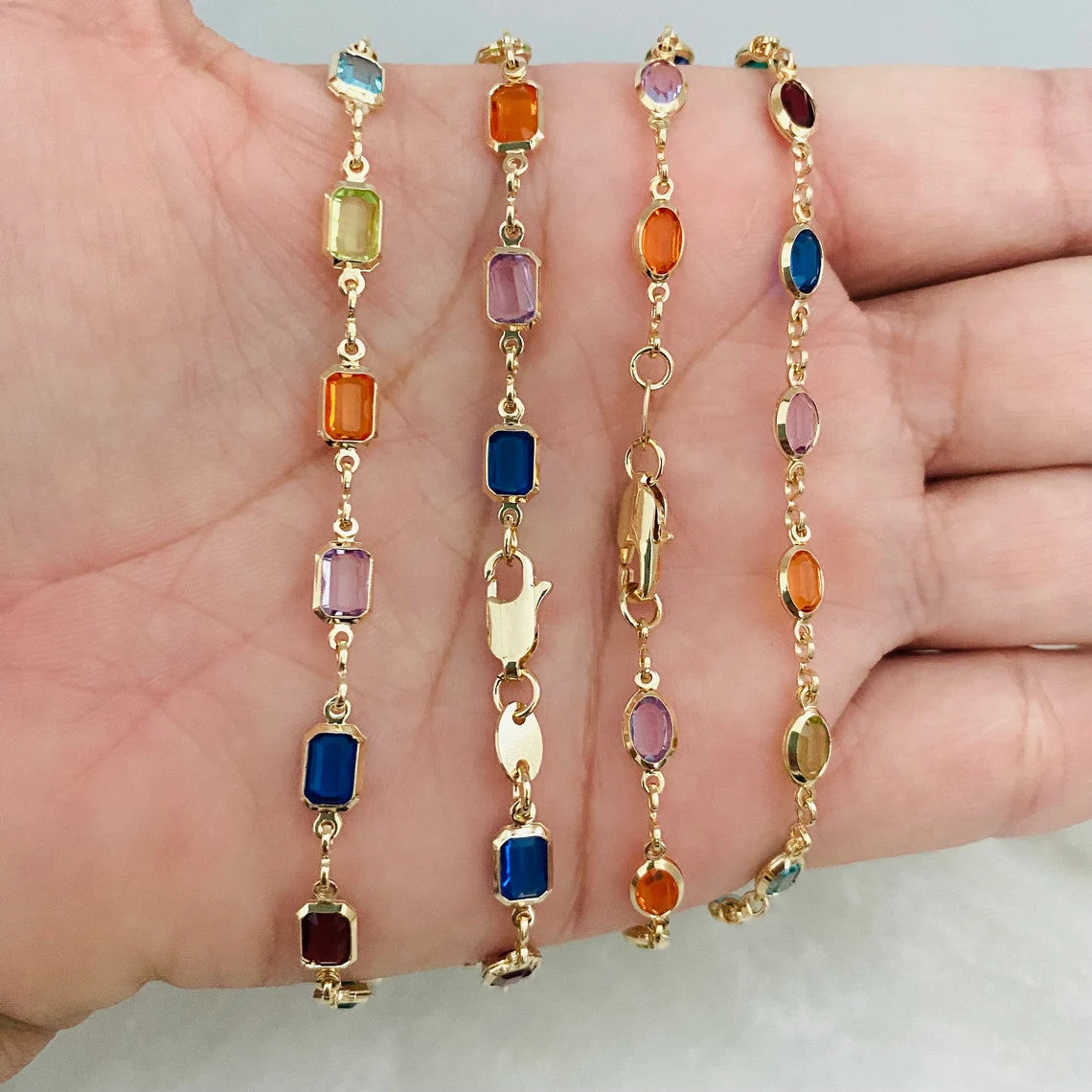 Crystal Gemstone Necklace, Colorful Charm, Gift for Her