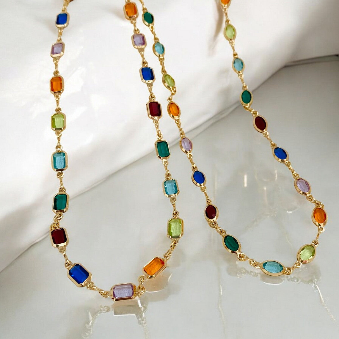 Crystal Gemstone Necklace, Colorful Charm, Gift for Her
