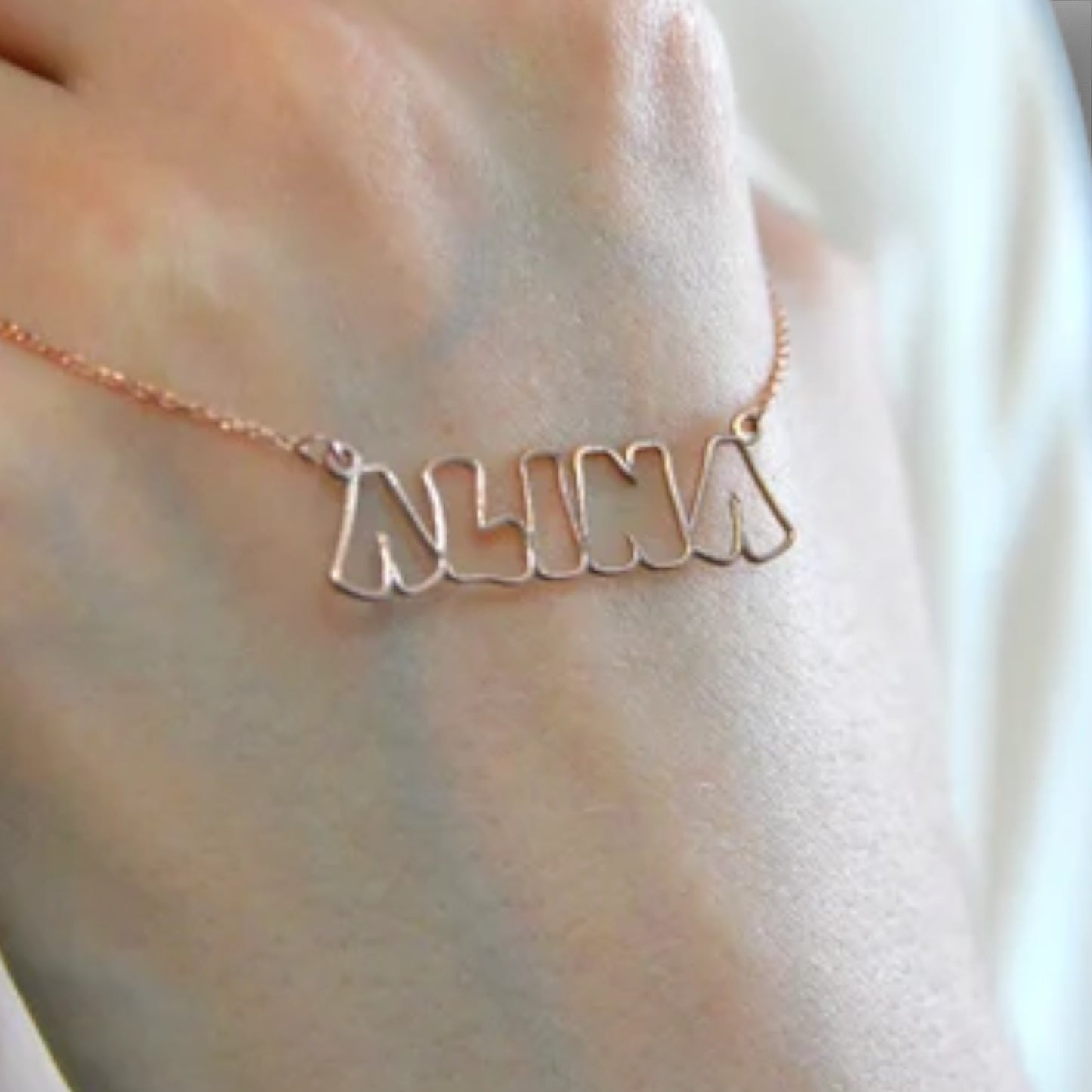 Custom Bubble Outlined Name Necklace • Outlined Letter Name Necklace