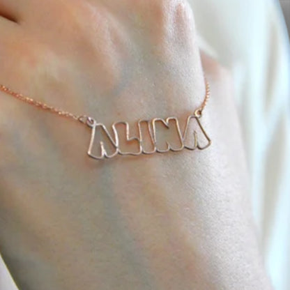 Custom Bubble Outlined Name Necklace • Outlined Letter Name Necklace