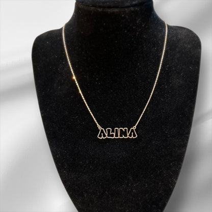 Custom Bubble Outlined Name Necklace • Outlined Letter Name Necklace