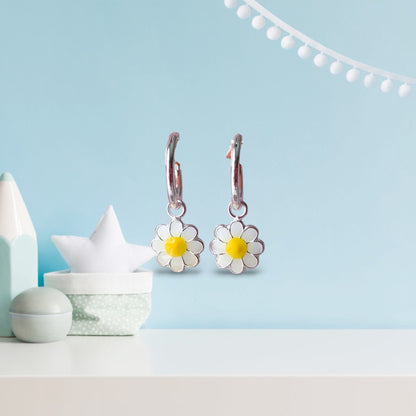 Tiny Daisy hoop earrings  Teens huggies earrings | Toddler earrings
