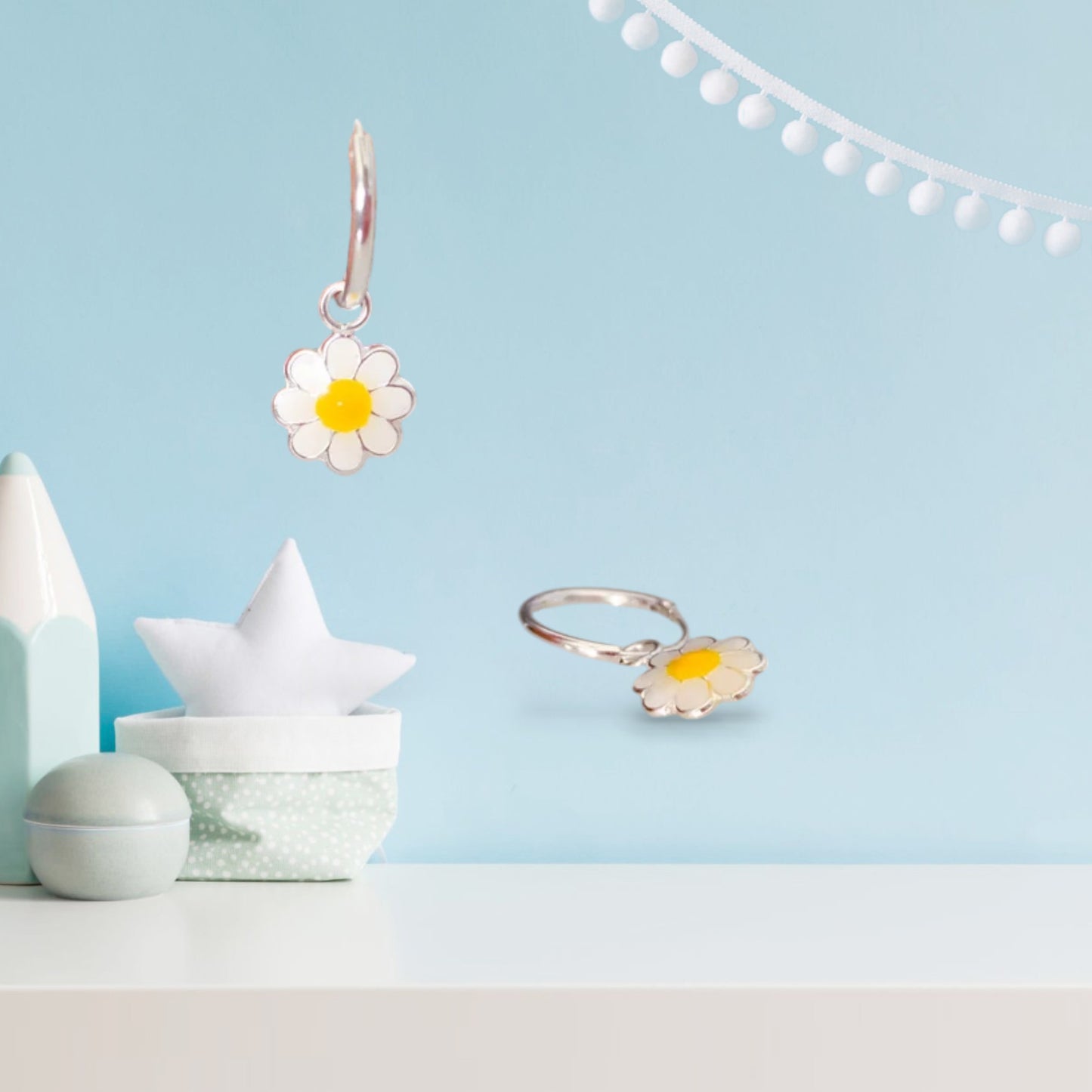 Tiny Daisy hoop earrings  Teens huggies earrings | Toddler earrings