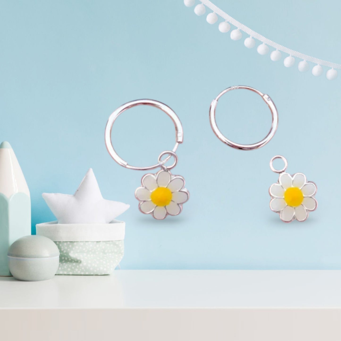 Tiny Daisy hoop earrings  Teens huggies earrings | Toddler earrings