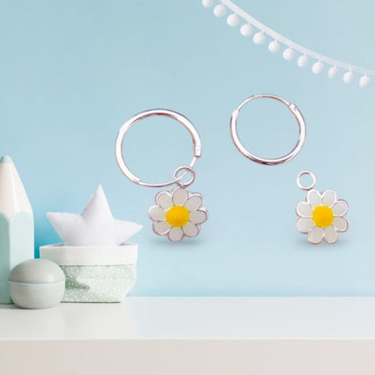 Tiny Daisy hoop earrings  Teens huggies earrings | Toddler earrings