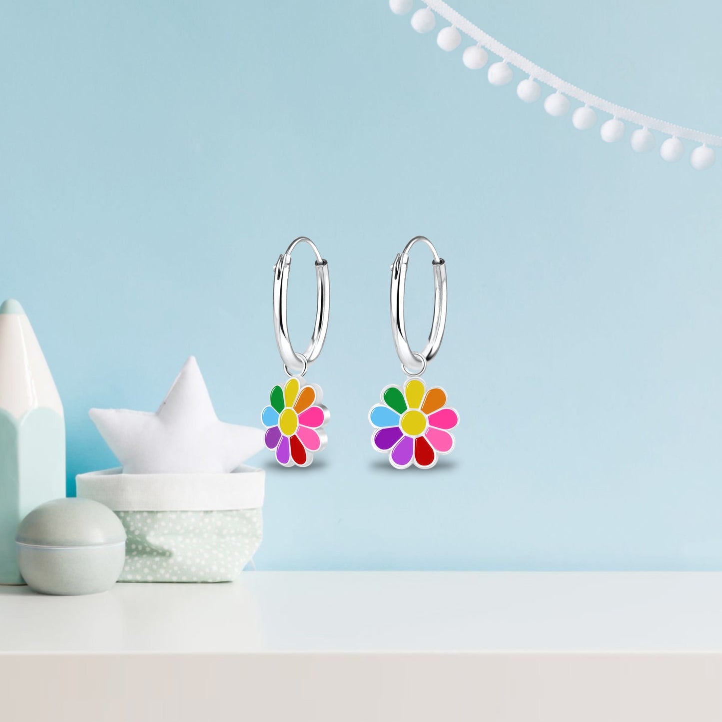 Tiny Daisy hoop earrings  Teens huggies earrings | Toddler earrings