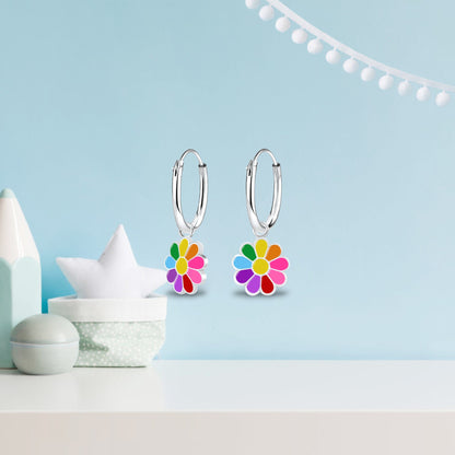 Tiny Daisy hoop earrings  Teens huggies earrings | Toddler earrings