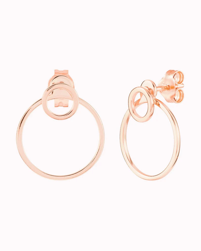 Double Circle Ear Jacket Earrings