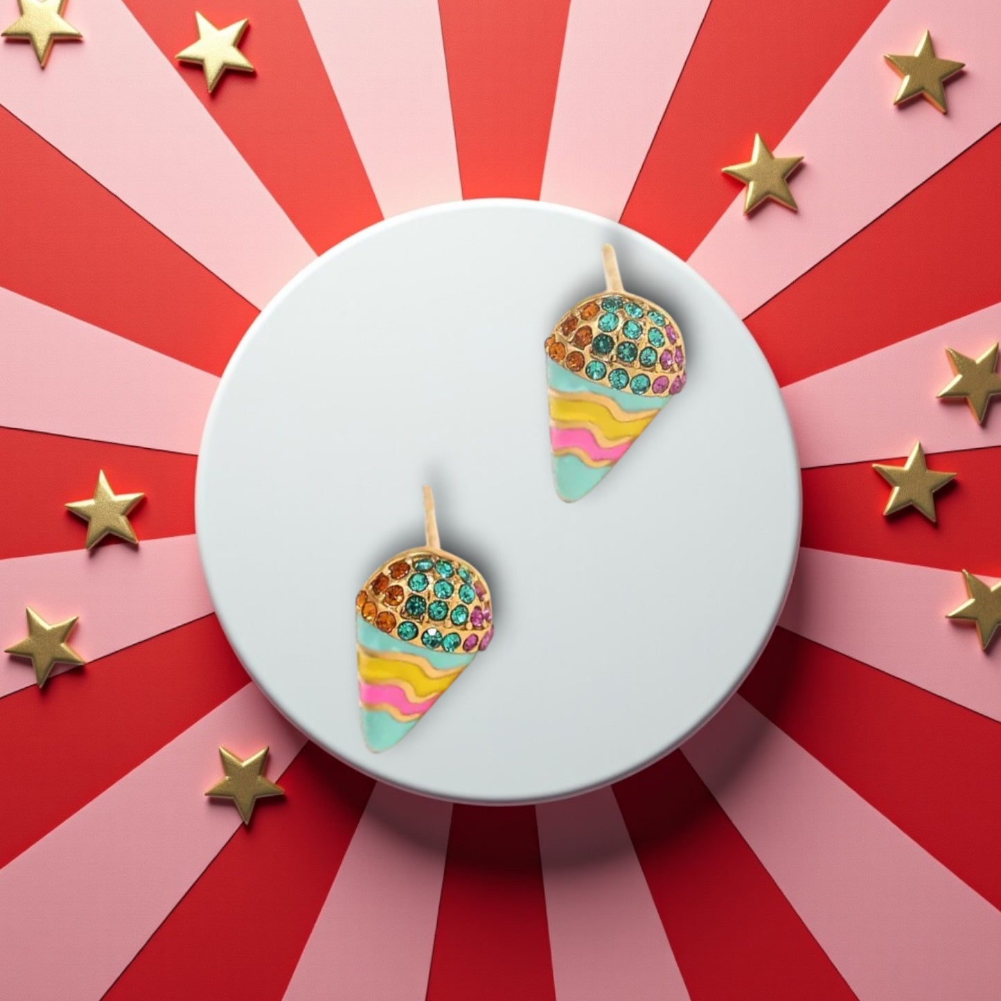 Fun Food-Themed Stud Earrings Set: Pizza, Burger, Ice Cream Designs