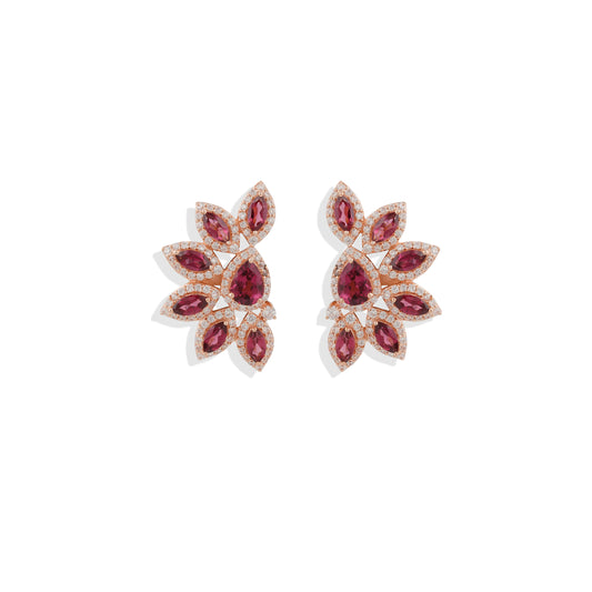 Semicircle Shape Ruby Studs|  Elegant & Stylish Earrings for Any Occasion.