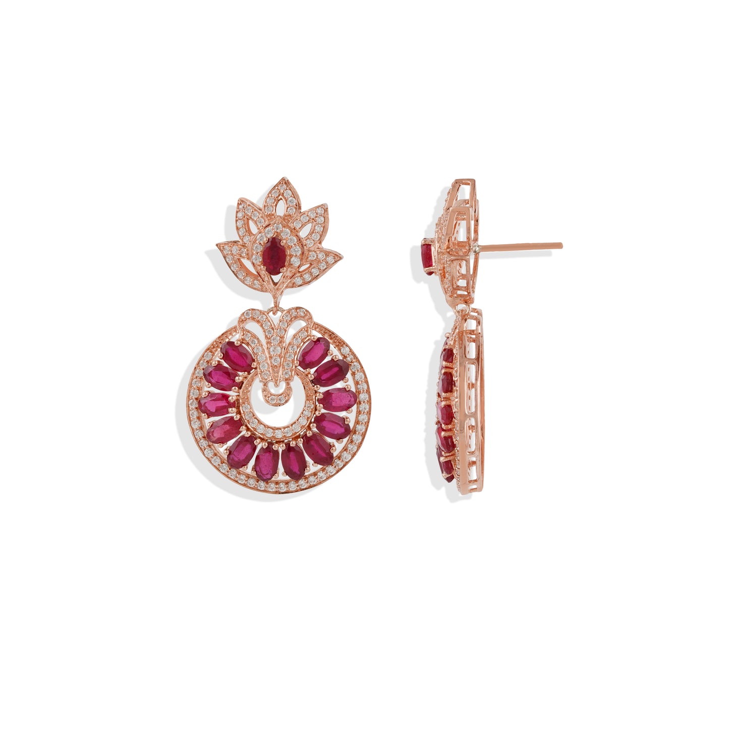 Ruby Stud Earrings – Lab-Created Ruby Gemstone Earrings | Statement Jewelry Gift for Her, Mom & Birthdays