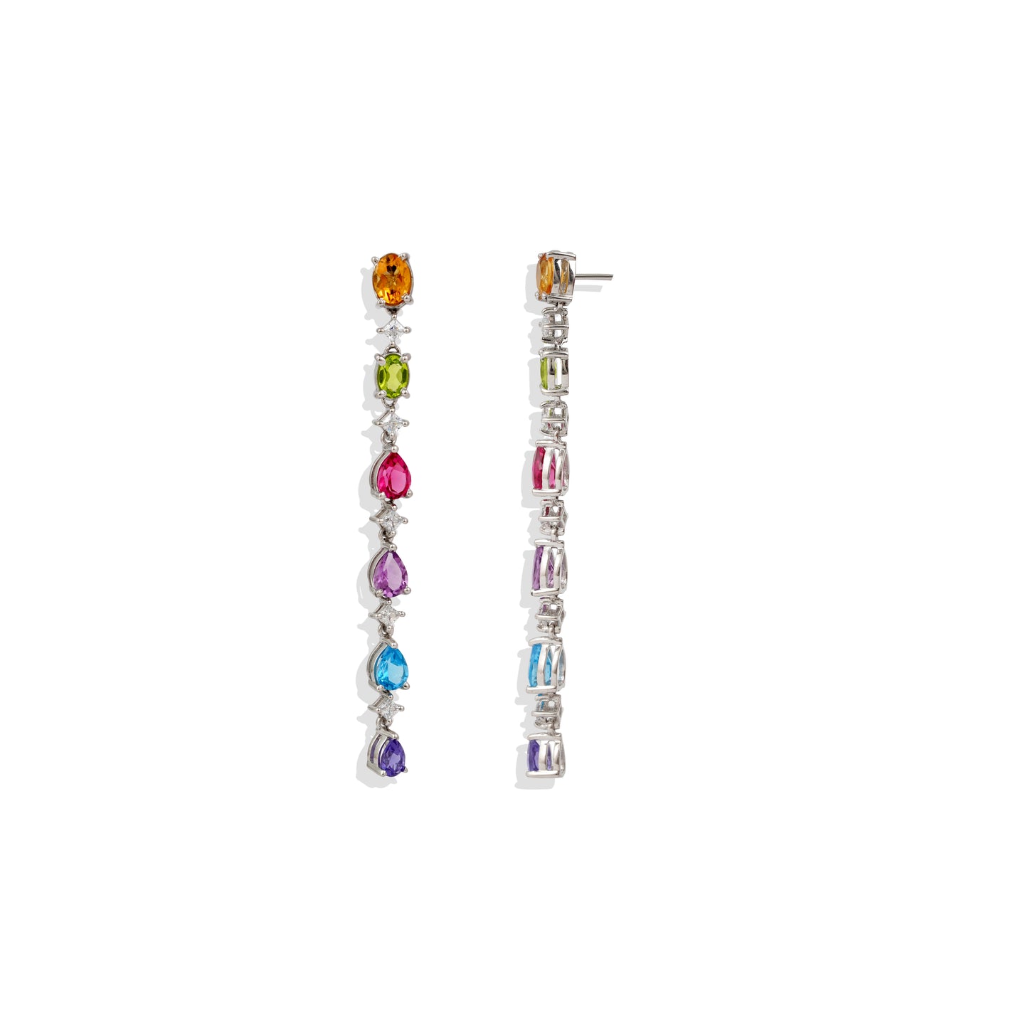 Radiant Lab-Made Gemstone Dangle Drop Earrings
