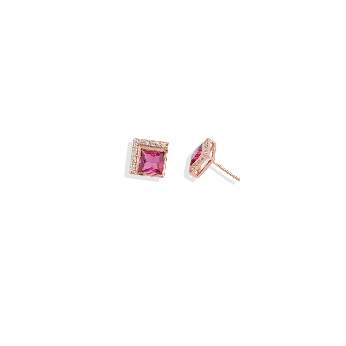 Square Shaped Stud Earrings in 925 Sterling Silver – Elegant Sapphire, Emerald & Ruby Jewelry for Loving Women