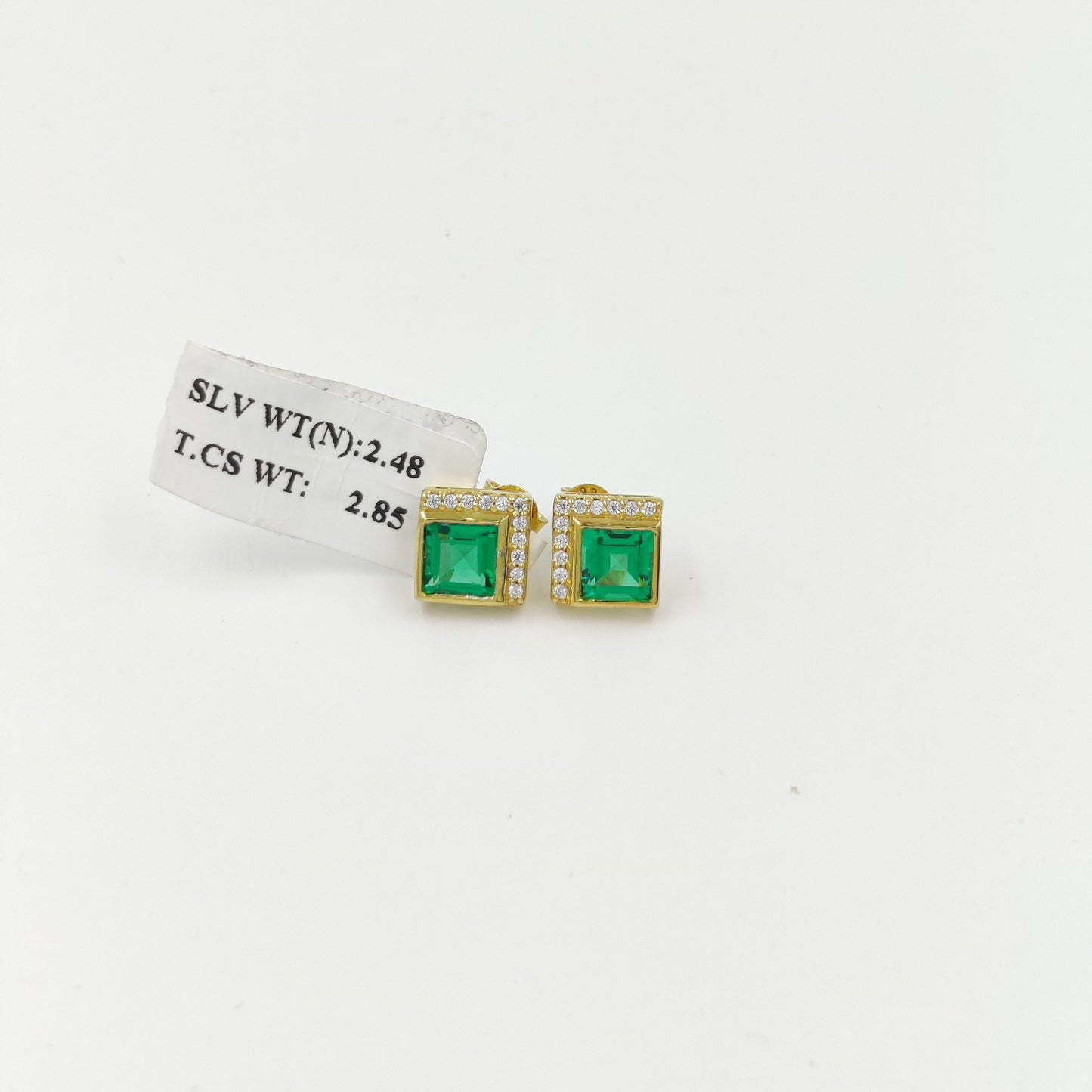 Radiant Lab-Made Gemstone Stud Earrings