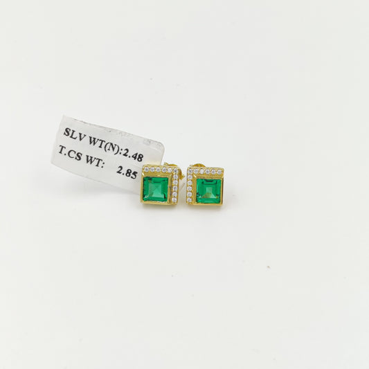 Square Shaped Stud Earrings in 925 Sterling Silver – Elegant Sapphire, Emerald & Ruby Jewelry for Loving Women