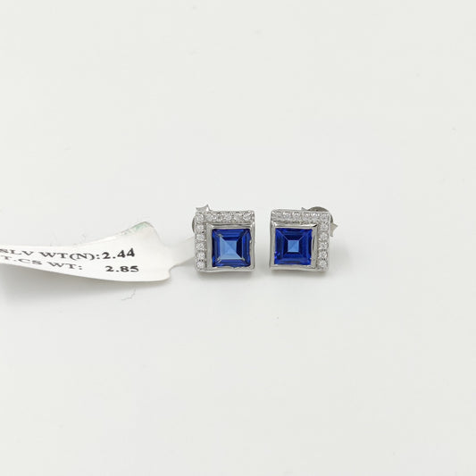 Radiant Lab-Made Gemstone Stud Earrings
