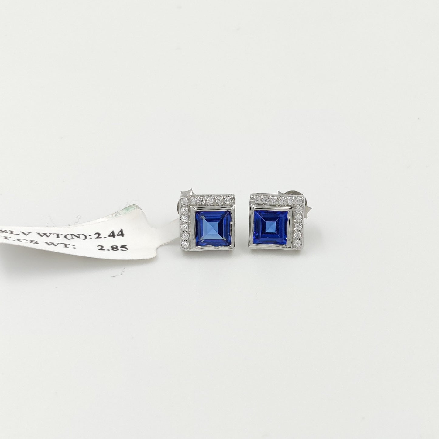 Square Shaped Stud Earrings in 925 Sterling Silver – Elegant Sapphire, Emerald & Ruby Jewelry for Loving Women