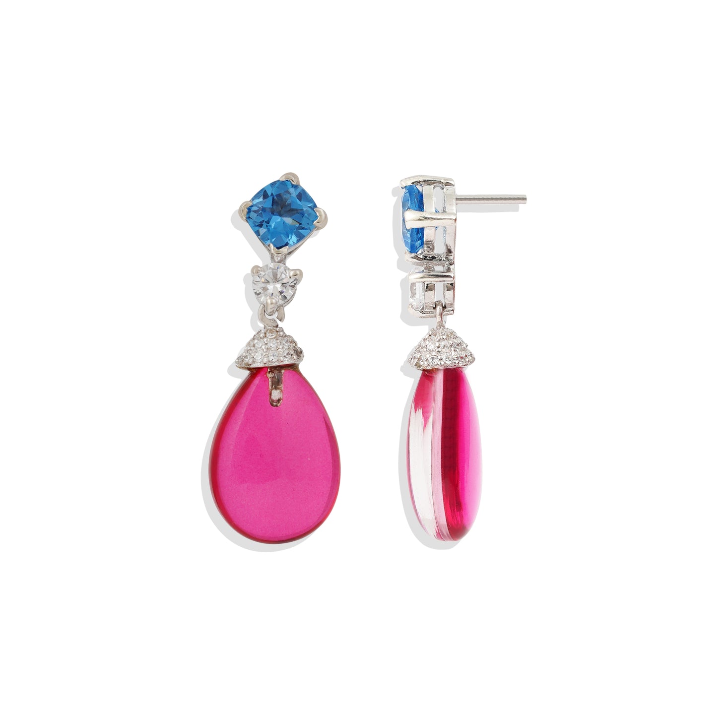 Radiant Lab-Made Gemstone Dangle Drop Earrings