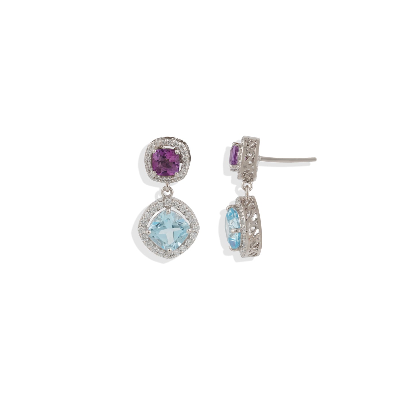 Radiant Lab-Made Gemstone Dangle Drop Earrings
