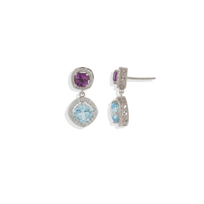 Radiant Lab-Made Gemstone Dangle Drop Earrings