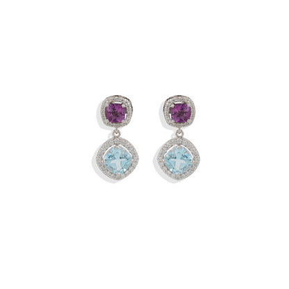 Radiant Lab-Made Gemstone Dangle Drop Earrings