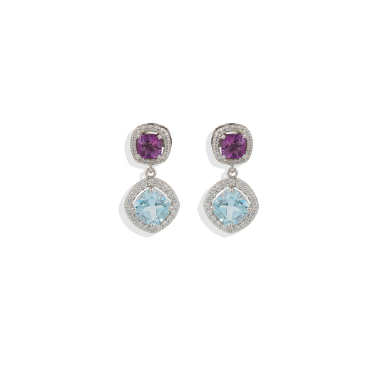Radiant Lab-Made Gemstone Dangle Drop Earrings