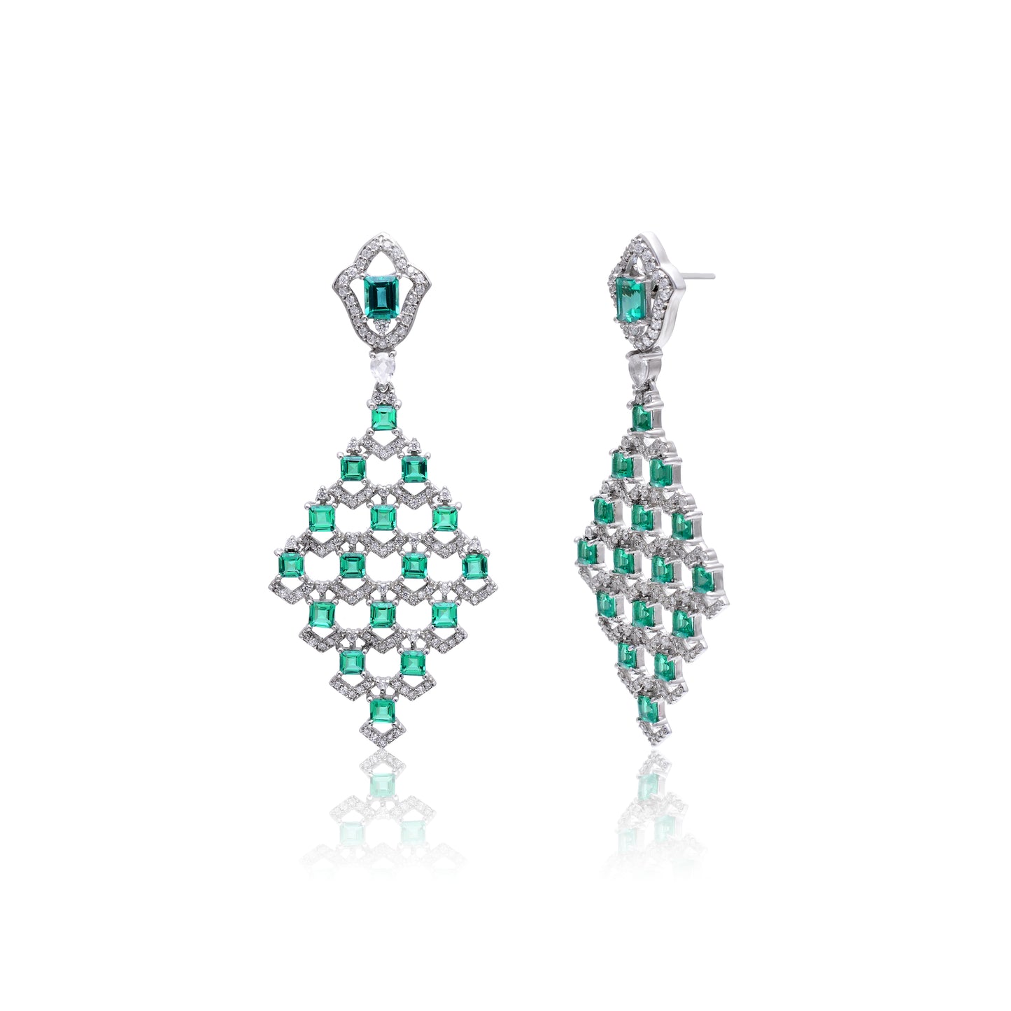 Radiant Lab-Made Gemstone Dangle Drop Earrings