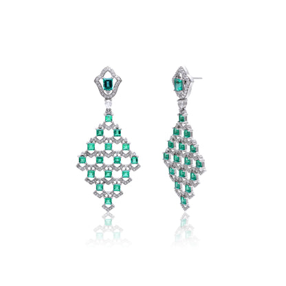 Radiant Lab-Made Gemstone Dangle Drop Earrings