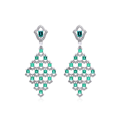 Radiant Lab-Made Gemstone Dangle Drop Earrings